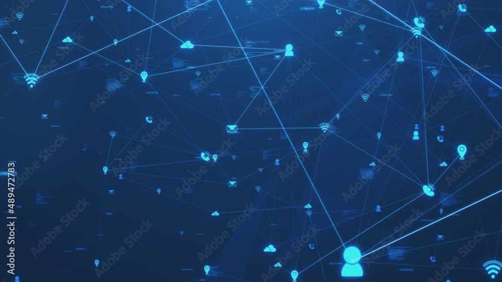 Global network connections and social networking concept.Social media network connection of people icons with connecting lines