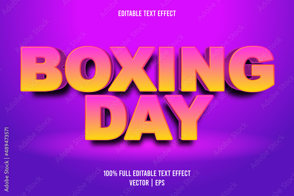 Boxing day editable text effect cartoon style