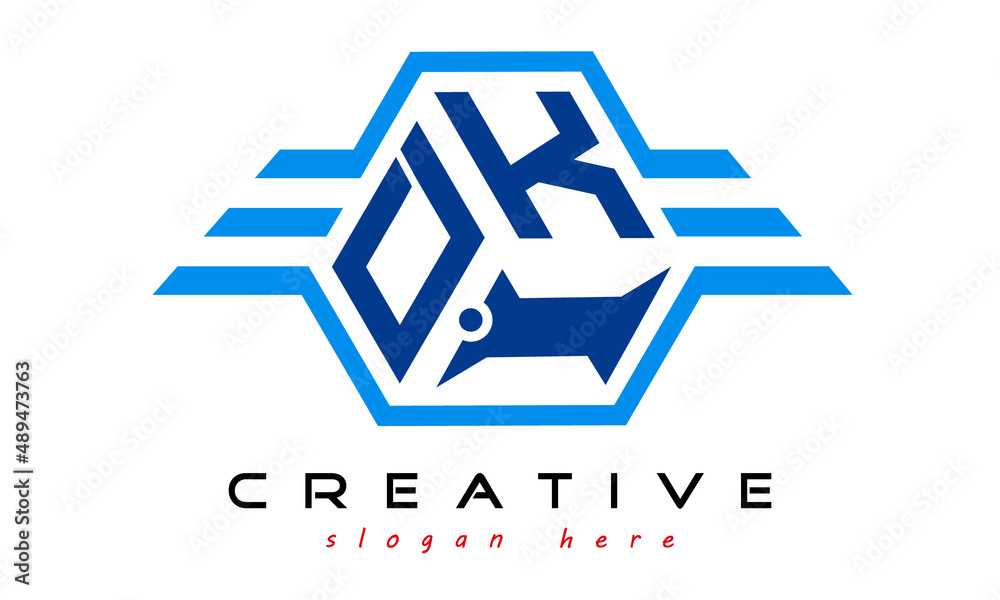 DKI three letter monogram type emblem badge with wings logo vector ...