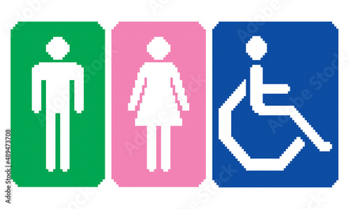 vector toilet icon with 3 different background colors