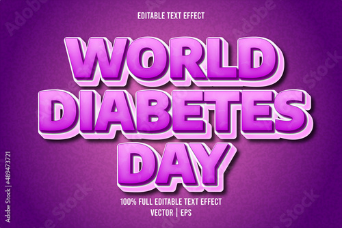 World diabetes day editable text effect cartoon style
