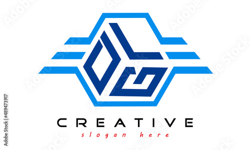 DLG three letter monogram type emblem badge with wings logo vector template.