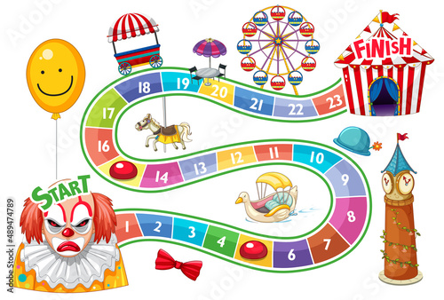 Counting numbers game template with circus theme
