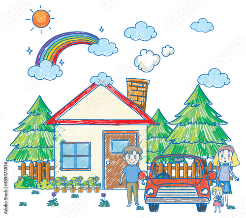 A doodle sketch design with colour