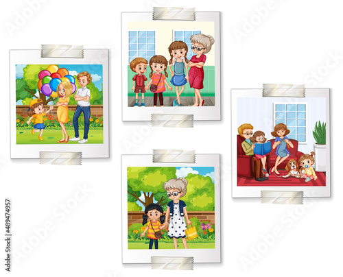 Set of family pictures in cartoon style