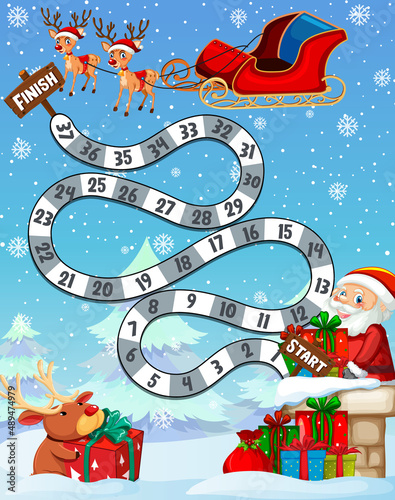 Counting numbers game template with Christmas theme