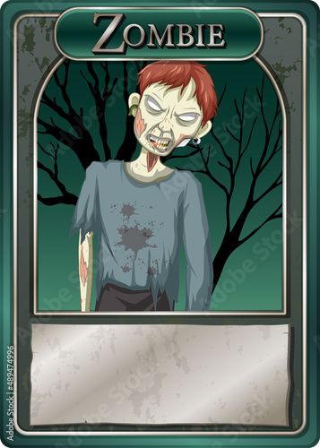 Zombie character game card template