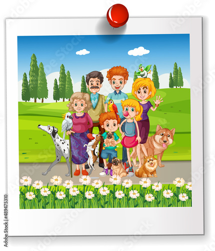 Cartoon family photo isolated on white backgound