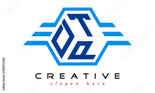 DTP three letter monogram type emblem badge with wings logo vector template.