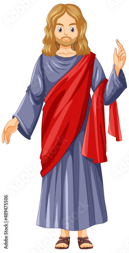 Jesus cartoon character on white background