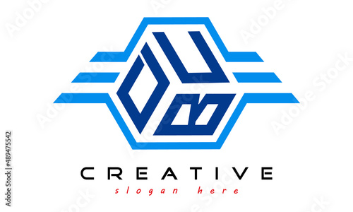 DUB three letter monogram type emblem badge with wings logo vector template.