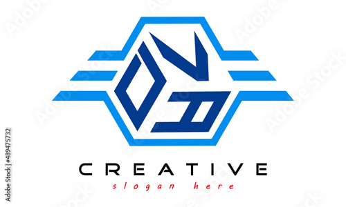 DVA three letter monogram type emblem badge with wings logo vector template.