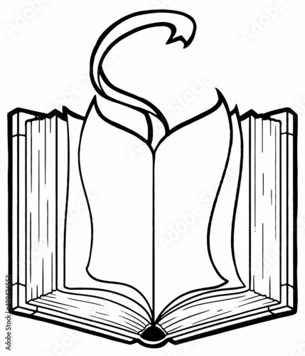 Book Simple Yet Powerful Line Art Illustration for Coloring Page