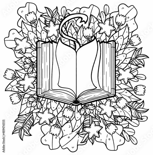 Book Simple Yet Powerful Line Art Illustration for Coloring Page