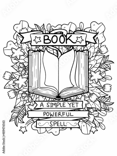 Book Simple Yet Powerful Line Art Illustration for Coloring Page