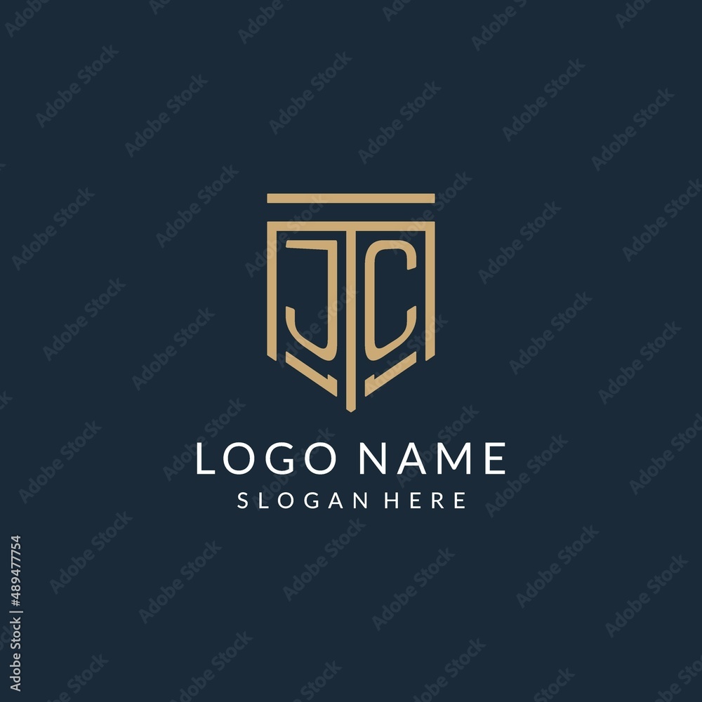 Initial JC shield logo monoline style, modern and luxury monogram logo ...