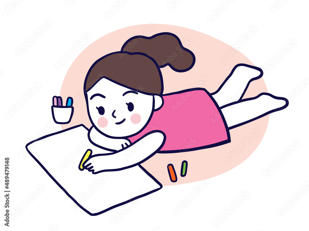 Cartoon cute education, Artisl Girl painting vector. Cartoon cute education, Artisl Girl painting vector.