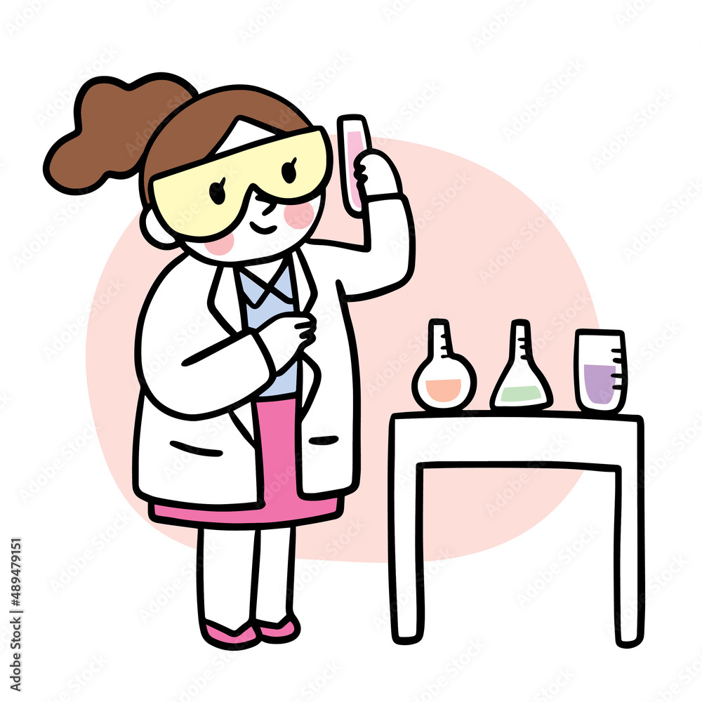 Cartoon cute education, Scientist girl vector. Cartoon cute education, Scientist girl vector.