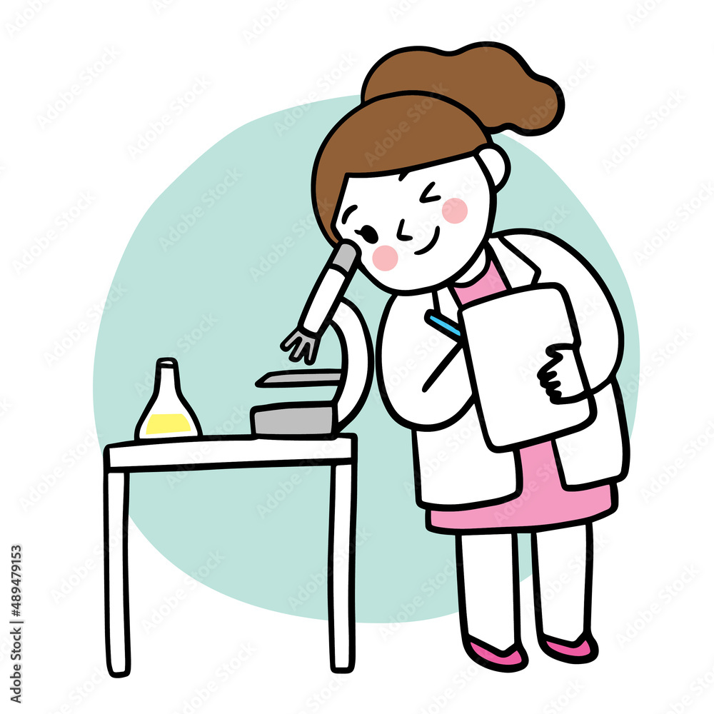 Cartoon cute education, Scientist girl vector. Cartoon cute education, Scientist girl vector.