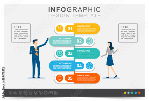 Modern infographic template, presentation business infographic template, step to target, icon set