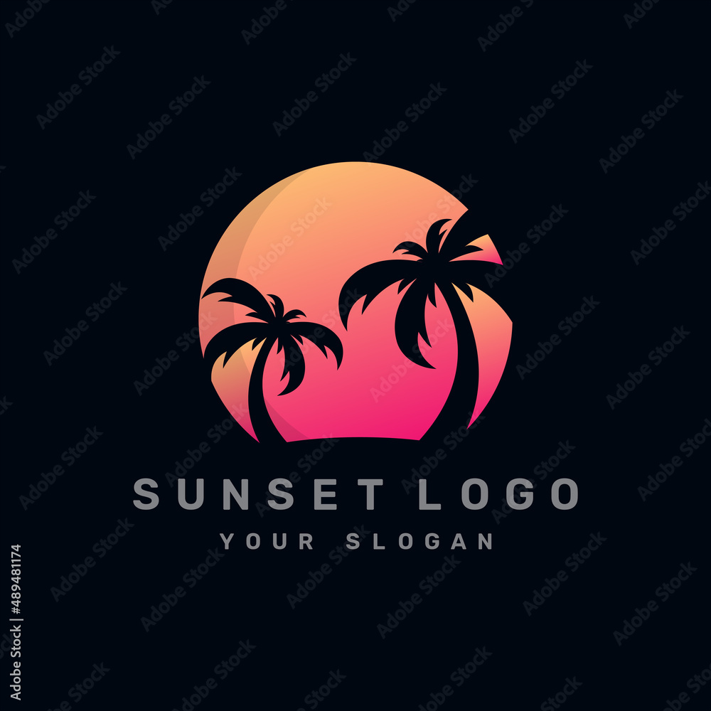 Modern sunset logo illustration design for your business