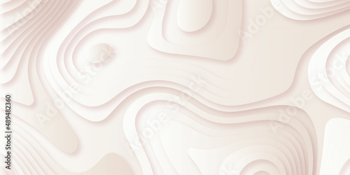 Abstract design with black and white abstract background . Abstract papercut and multi layer cutout geometric pattern on vector, Abstract soft white background with waves, textured Papercut .