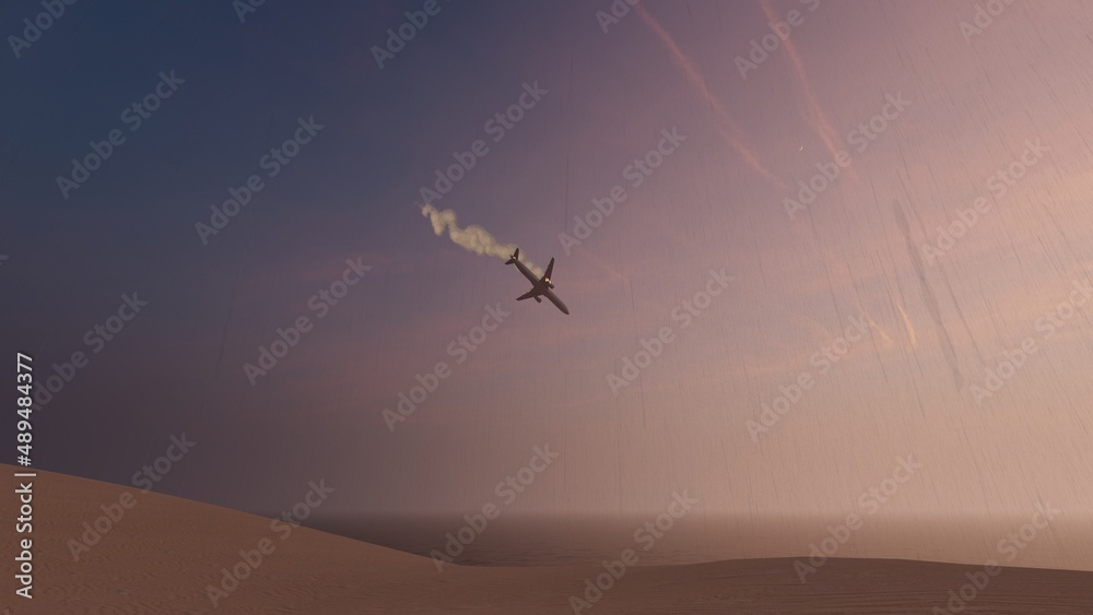 Obraz premium Plane crash with nature landscape