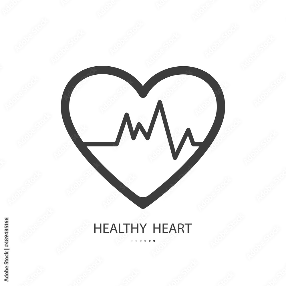 Black line icon of heart rate isolated on white background. Vector illustration.