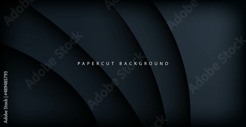 dark abstract papercut wavy dimension layers background.eps10 vector
