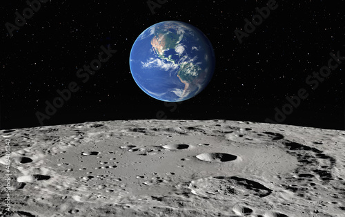 The Earth as Seen from the Surface of the Moon  Elements of this Image Furnished by NASA 