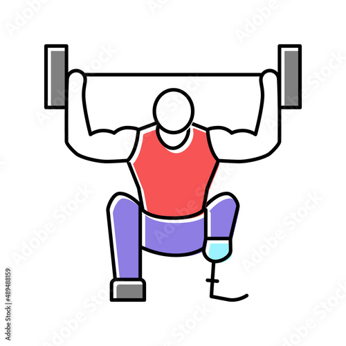 powerlifting handicapped athlete color icon vector illustration