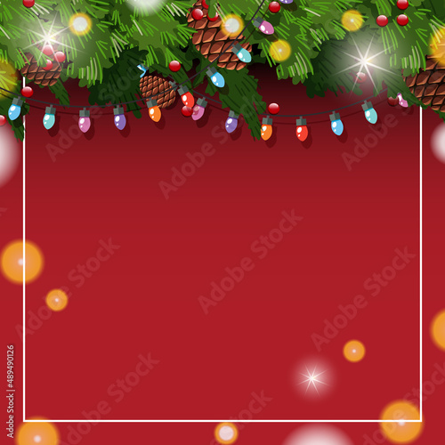 Empty banner in Christmas theme with ornaments