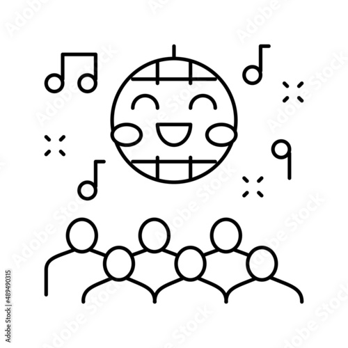 disco kids party line icon vector illustration