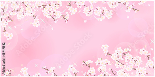 さくらのフレーム①上下_ピンク_玉ボケ