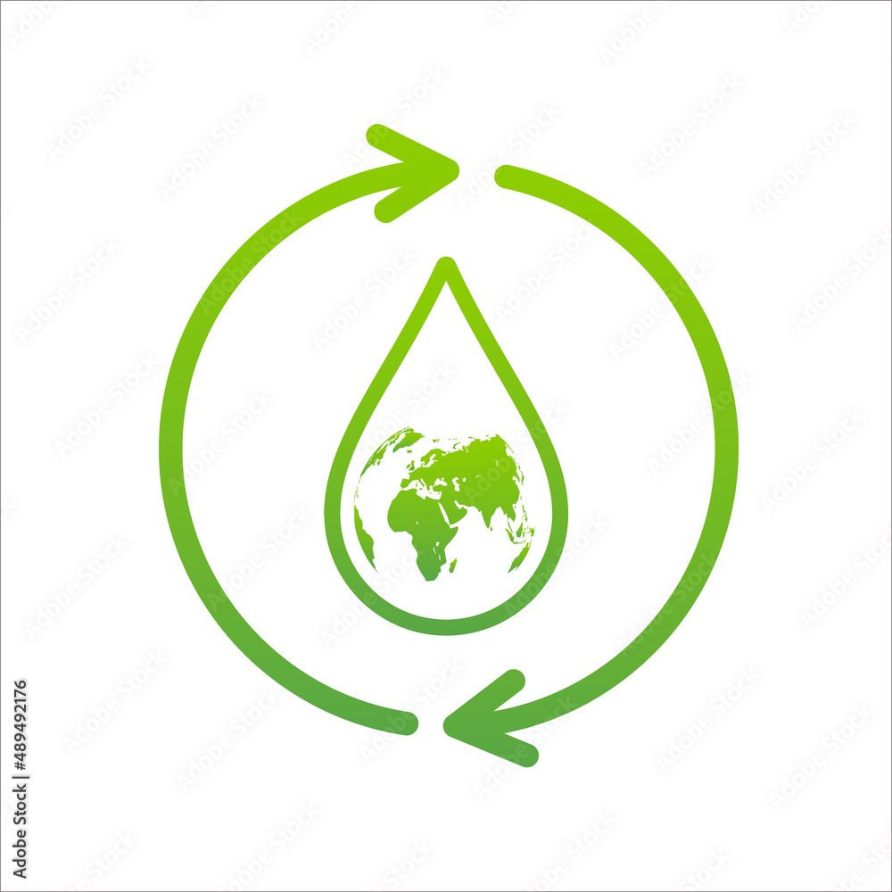 Recycle and reusable clean water icon for sustainability and save the