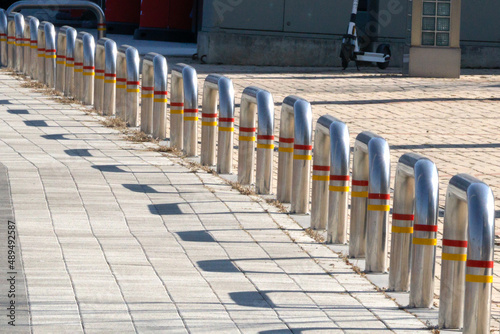 Bollards installed in the park for facility safety © Kyusang
