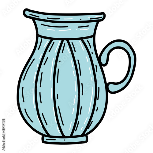 Cute flower pot or vase in doodle style. Spring collection with cute hand-drawn vase. Interior, home decor
