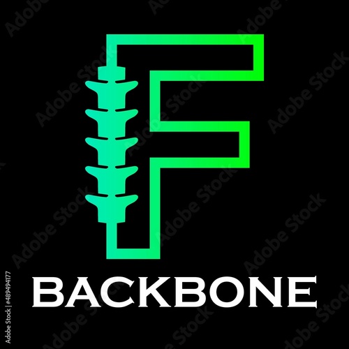 Backbone letter logo design template illustration. suitable for  initial logo and suitable for chiropractic, consulting and anatomical business. There are font  f  with backbone symbol