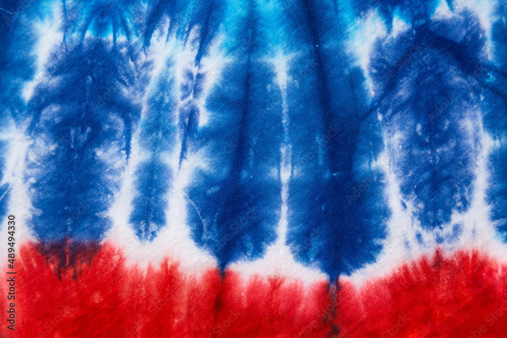 Abstract tie dye background, blue and red color - obrazy, fototapety, plakaty 