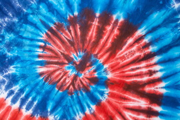 Blue and red spiral tie-dye, modern stripe t-shirt design