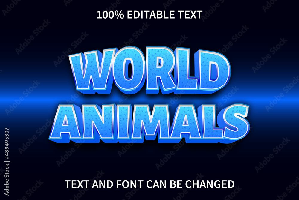 Obraz premium World Animals Text Effect Modern Style