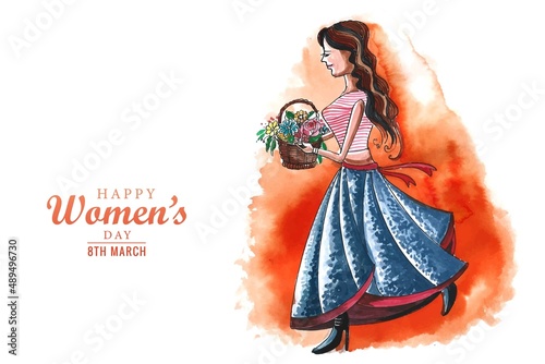 .Happy womens day celebration for young girl card background