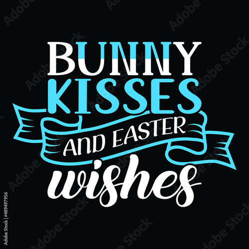 Bunny kisses and easter wishes, vector illustration format that are parfect for t-shirt, coffee mug, poster, cards, pillow cover, sticker,  design. photo