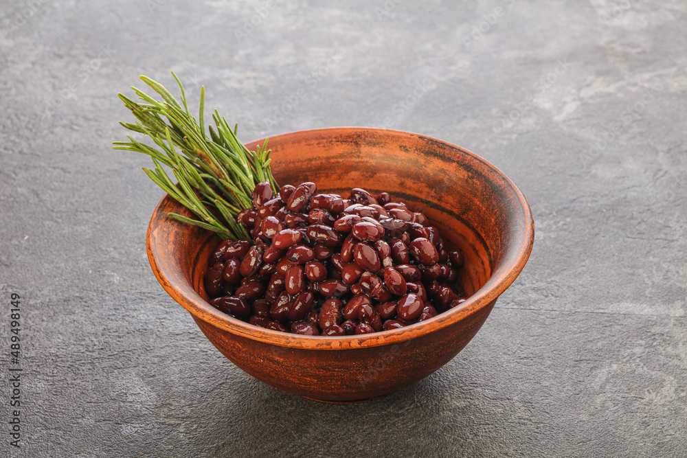 Vegan cuisine - black kidney in the bowl Vegan cuisine - black kidney in the bowl