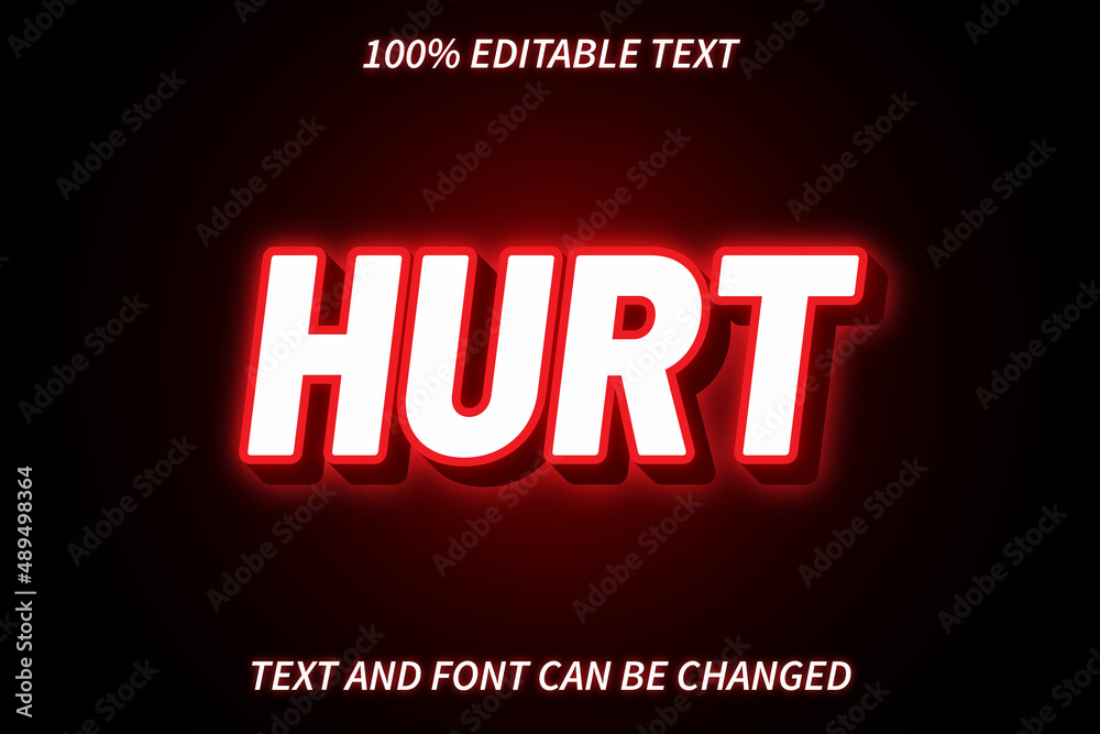 Hurt Editable Text Effect Modern Glow Style Hurt Editable Text Effect Modern Glow Style