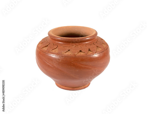isolated clay pot on a white background