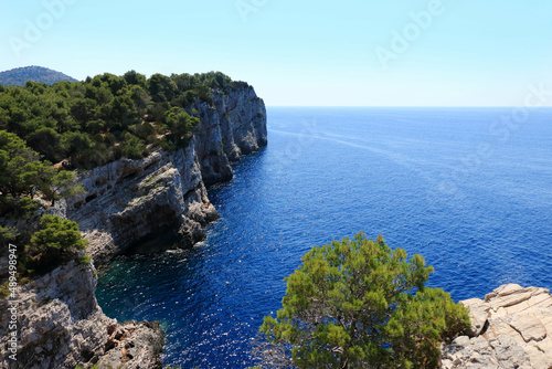 the sea and the cliffs in nature park Telascica, Dugi Otok, Croatia photo