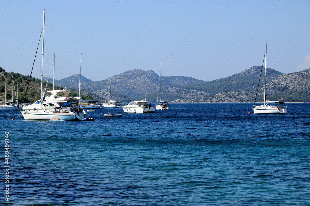 boats in the bay, nature park Telascica, Dugi Otok, Croatia