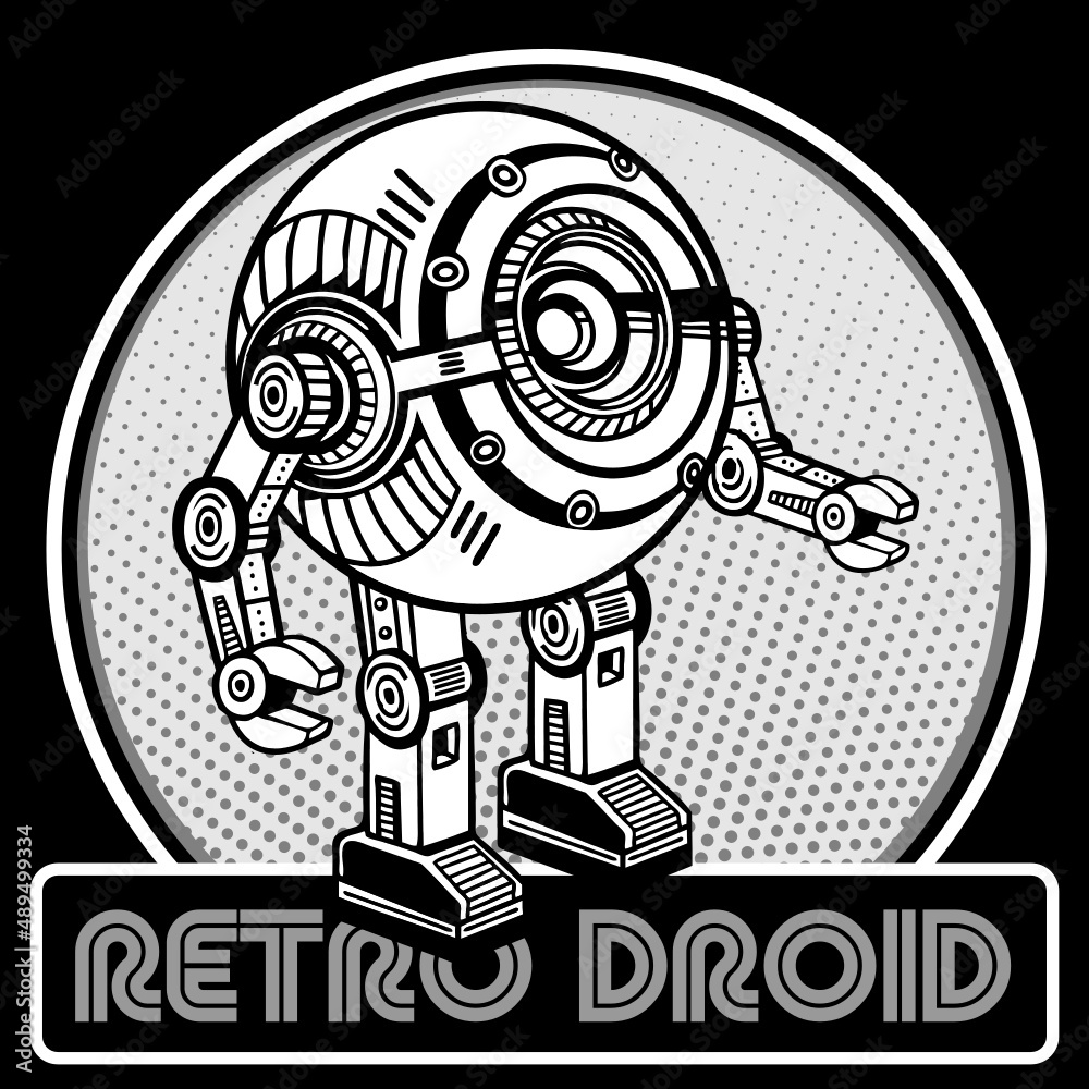 Fototapeta premium Retro Robot Mascot in Droid Character Design 