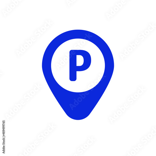 Map pin for parking lot. Parking lot location information. Editable vectors.